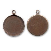 Pendant cabochon setting round-shaped 18mm Old copper tone x1|raw }}