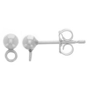 925 Sterling Silver 3 mm ball Earstuds with perpendicular closed ring x2|raw }}