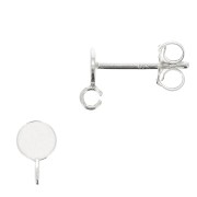 925 Sterling Silver 4mm Round earstuds with open ring x2