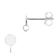 925 Sterling Silver 4mm Round earstuds with open ring x2