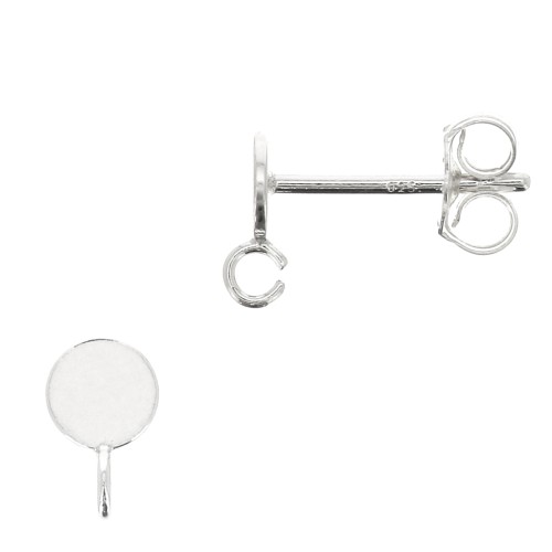 925 Sterling Silver 4mm Round earstuds with open ring x2