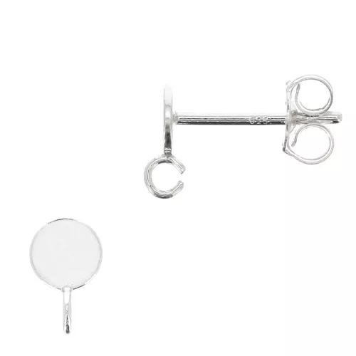 925 Sterling Silver 4mm Round earstuds with open ring x2
