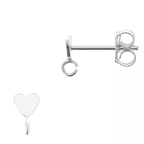 925 Sterling Silver 3.5mm Round earstuds with open ring x2