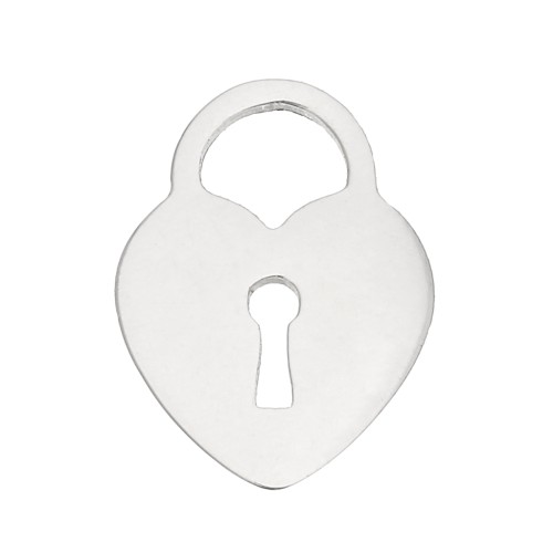 12x9mm Stainless steel padlock Heart charm x1