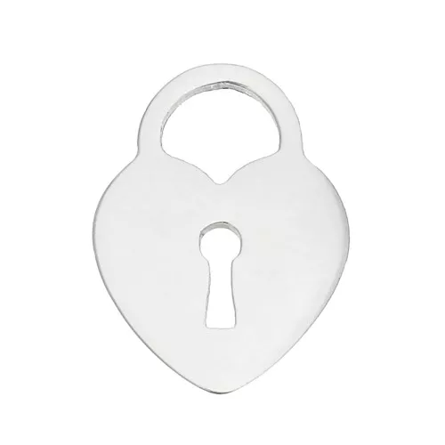 12x9mm Stainless steel padlock Heart charm x1