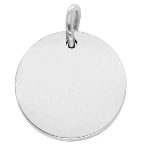 Round smooth engraving charm 12mm with open ring - Stainless steel 316L x1