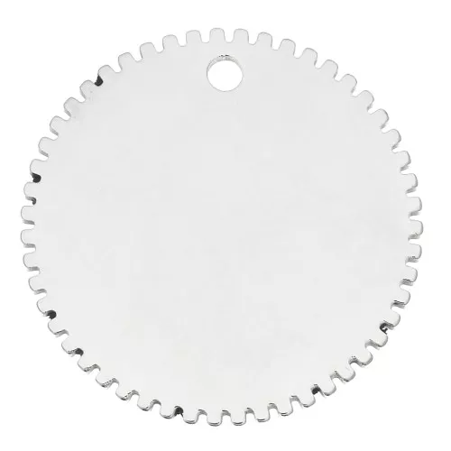 20mm Stainless steel Round serrated pendant to be engraved x1