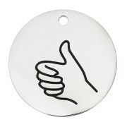 25mm Stainless steel 316L Round pendant - Thumb pattern x1