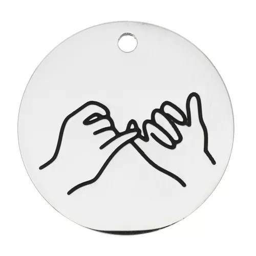 25mm Stainless steel 316L Round pendant - Promise pattern x1