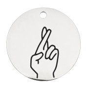 25mm Stainless steel 316L Round pendant - Fingers crossed pattern x1|raw }}