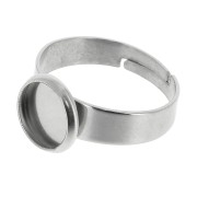 Stainless Steel Adjustable ring for 8mm flat back cabochon 304 x1