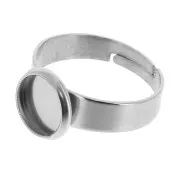 Stainless Steel Adjustable ring for 8mm flat back cabochon 304 x1