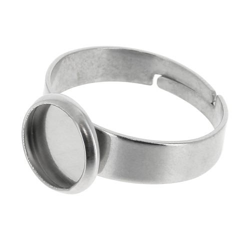 Stainless Steel Adjustable ring for 8mm flat back cabochon 304 x1