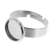 Stainless Steel Adjustable ring for 10mm flat back cabochon x1