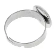 Stainless Steel Adjustable ring for 10mm flat back cabochon x1