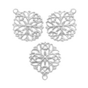 Filigreed charms 15mm Silver tone x5