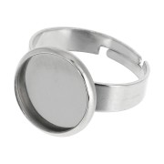 Stainless Steel Adjustable ring for 12mm flat back cabochon x1|raw }}