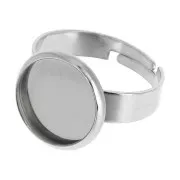 Stainless Steel Adjustable ring for 12mm flat back cabochon x1