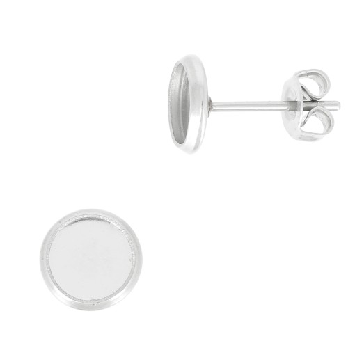 Stainless steel Earstuds for 6mm flat back cabochon x2
