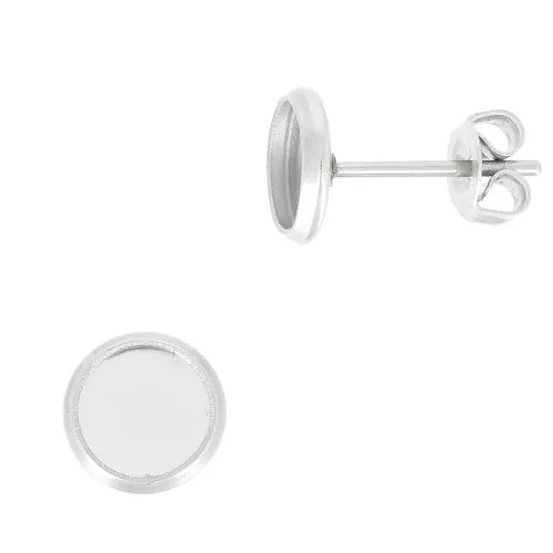 Stainless steel Earstuds for 6mm flat back cabochon x2