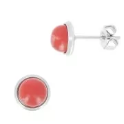 Stainless steel Earstuds for 6mm flat back cabochon x2