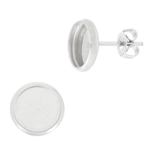 Stainless steel Earstuds for 8mm flat back cabochon x2
