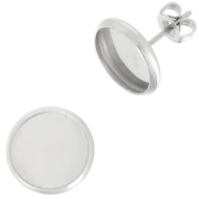 Stainless steel Earstuds for 10mm flat back cabochon x2|raw }}