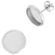 Stainless steel Earstuds for 10mm flat back cabochon x2