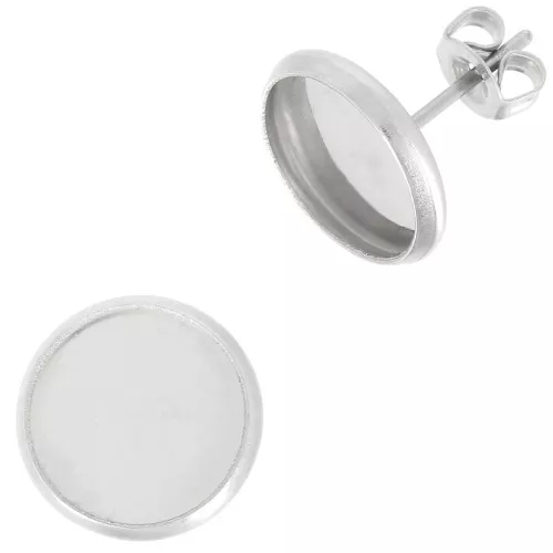 Stainless steel Earstuds for 10mm flat back cabochon x2