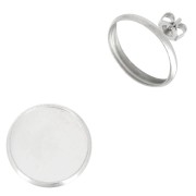 Stainless steel Earstuds for 14mm flat back cabochon x2|raw }}