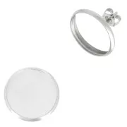 Stainless steel Earstuds for 14mm flat back cabochon x2