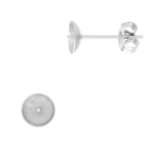 Stainless steel Earstuds for 6 and 8 mm half-drilled beads x2