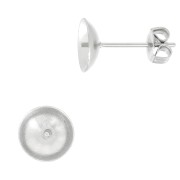 Stainless steel Earstuds for 8 and 10 mm half-drilled beads x2