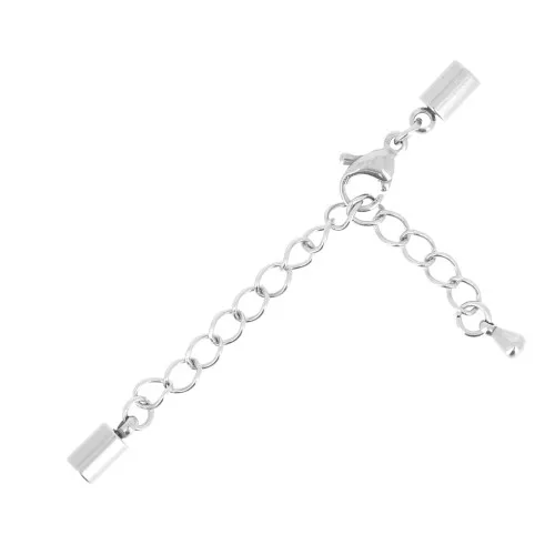 304 Stainless steel 10mm lobster clasp + chain for 3 mm cord x1