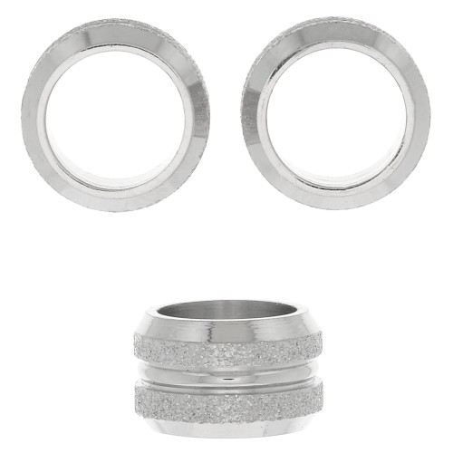 11x7m Stainless steel large hole diamond effect bead x1