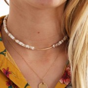 5mm Shell Round Heishi beads - Pink Beige x62cm