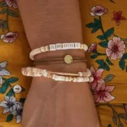 5mm Shell Round Heishi beads - Pink Beige x62cm