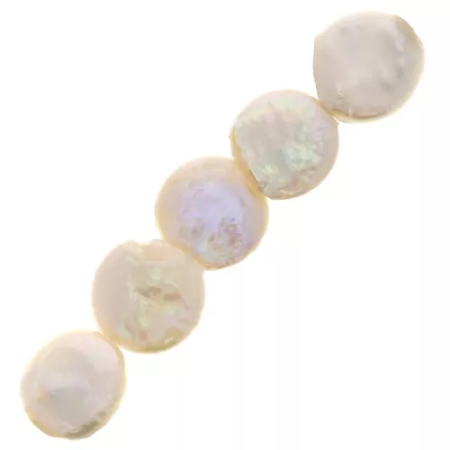 12mm Irregular freshwater pearls - round palets - Pearl white x4