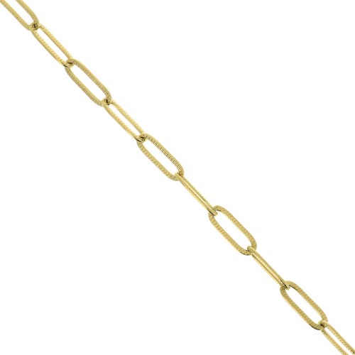 4.3mm Stainless Steel 316L Striated Rectangle Mesh Chain - Gold Tone x50cm