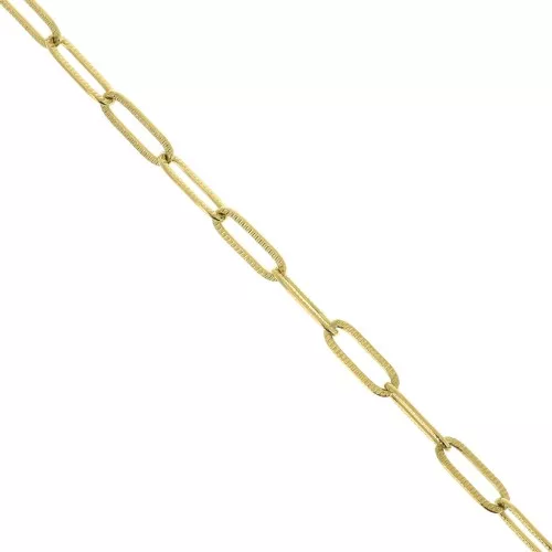 4.3mm Stainless Steel 316L Striated Rectangle Mesh Chain - Gold Tone x50cm