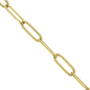 4.3mm Stainless Steel 316L Striated Rectangle Mesh Chain - Gold Tone x50cm