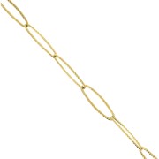 6 mm Ribbed Rectangle Link Chain in Gold-Plated 304 Stainless Steel x 50 cm