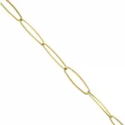 6 mm Ribbed Rectangle Link Chain in Gold-Plated 304 Stainless Steel x 50 cm