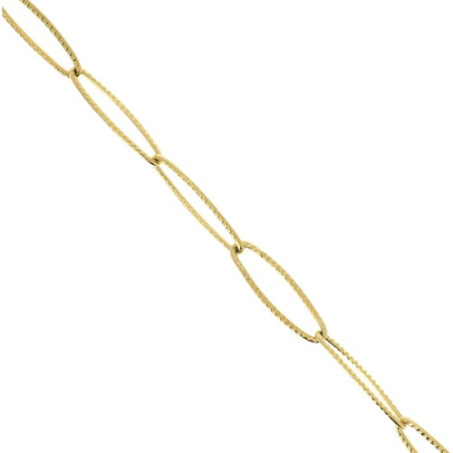 6 mm Ribbed Rectangle Link Chain in Gold-Plated 304 Stainless Steel x 50 cm