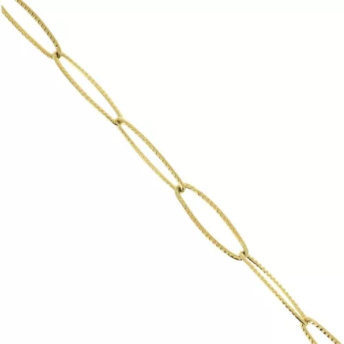 6 mm Ribbed Rectangle Link Chain in Gold-Plated 304 Stainless Steel x 50 cm