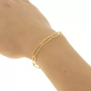 6 mm Ribbed Rectangle Link Chain in Gold-Plated 304 Stainless Steel x 50 cm