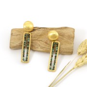 38x10 mm Rectangle Mounting ring for beadweaving - Raw brass x1