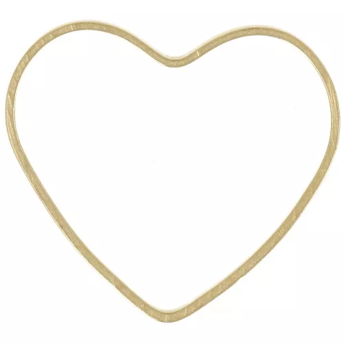 19x21mm Heart Mounting ring for beadweaving - Raw brass x1