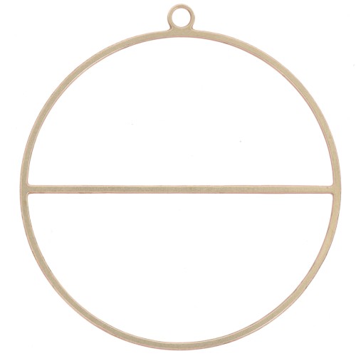 Pendant circle with horizontal bar - weaving ring 38mm Brass x1