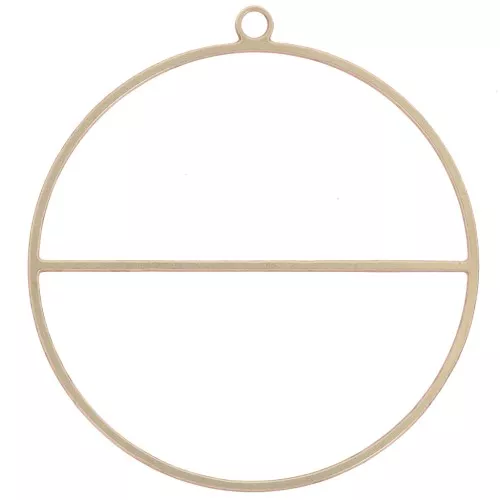 Pendant circle with horizontal bar - weaving ring 38mm Brass x1
